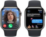 Apple Watch Series 9 [GPS + Cellular 41mm] Smartwatch with Graphite Stainless Steel Case with Midnight Sport Band M/L. Fitness Tracker, Blood Oxygen & ECG Apps, Always-On Retina Display