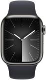 Apple Watch Series 9 [GPS + Cellular, 41mm] - Graphite Stainless Steel Case with Midnight Sport Band, M/L (Renewed Premium)