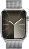 Apple Watch Series 9 [GPS + Cellular 45mm] Smartwatch with Silver Stainless Steel Case with Silver Milanese Loop. Fitness Tracker, Blood Oxygen & ECG Apps, Always-On Retina Display
