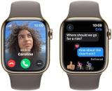 Apple Watch Series 9 [GPS + Cellular, 41mm] - Gold Stainless Steel Case with Clay Sport Band, M/L (Renewed)