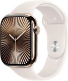 Apple Watch Series 10 [GPS + Cellular, 46mm] - Gold Titanium Case with Starlight Sport Band, S/M (Renewed)