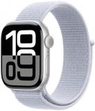 Apple Watch Series 10 [GPS + Cellular 42mm case] Smartwatch with Silver Aluminium Case with Blue Cloud Sport Loop. Fitness Tracker, ECG App, Always-On Retina Display, Carbon Neutral