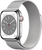 Apple Watch Series 8 [GPS + Cellular, 41mm] - Silver Stainless Steel Case with Silver Milanese Loop, One Size (Renewed)
