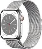 Apple Watch Series 8 [GPS + Cellular, 45mm] - Silver Stainless Steel Case with Silver Milanese Loop, One Size (Renewed)