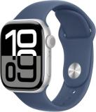 Apple Watch Series 10 [GPS + Cellular, 46mm] - Silver Aluminum Case with Denim Sport Band, M/L (Renewed)
