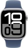 Apple Watch Series 10 [GPS + Cellular, 46mm] - Silver Aluminum Case with Denim Sport Band, M/L (Renewed)