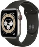 Apple Watch Series 6 (GPS + Cellular, 40mm) Titanium Case with Black Sport Band ...
