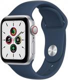 Apple Watch SE (GPS + Cellular, 40mm) - Silver Aluminum Case with Abyss Blue Sport Band (Renewed)