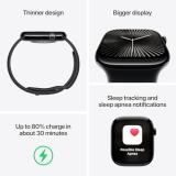 Apple Watch Series 10 [GPS, 46mm] - Silver Aluminum Case with Denim Sport Band, M/L (Renewed Premium)