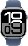 Apple Watch Series 10 [GPS, 46mm] - Silver Aluminum Case with Denim Sport Band, M/L (Renewed Premium)