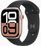 Apple Watch Series 10 [GPS, 46mm] - Rose Gold Aluminum Case with Black Sport Band, M/L (Renewed Premium)