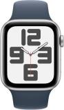 Apple Watch SE (2nd Gen) [GPS 40mm] Smartwatch with Silver Aluminum Case with Denim Sport Band, S/M (Renewed)