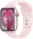 Apple Watch Series 9 [GPS + Cellular, 45mm] - Pink Aluminum Case with Pink Sport Band, M/L (Renewed)