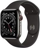 Apple Watch Series 6 (GPS + Cellular 44MM) - Graphite Stainless Steel Case with Black Sport Band (Renewed Premium)