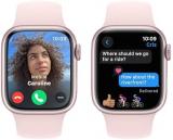 Apple Watch Series 9 [GPS 41mm] Smartwatch with Pink Aluminum Case with Light Pink Sport Band S/M. Fitness Tracker, ECG Apps, Always-On Retina Display, Water Resistant (MR933LW/A)