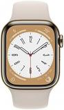 Apple Watch Series 8 (GPS + Cellular, 41MM) Gold Stainless Steel Case with Starlight Sport Band - S/M (Renewed)