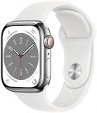 Apple Watch Series 8 (GPS + Cellular, 41mm) Silver Stainless Steel Case with Whi...