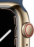 Apple Watch Series 7 (GPS + Cellular, 45MM) - Gold Stainless Steel Case with Abyss Blue Sport Band (Renewed)