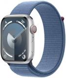 Apple Watch Series 9 [GPS + Cellular, 45mm] - Silver Aluminum Case with Winter Blue Sport Loop, One Size (Renewed)