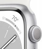 Apple Watch Series 8 [GPS, 45mm] - Silver Aluminum Case with White Sport Band, S/M (Renewed)