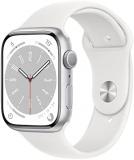 Apple Watch Series 8 [GPS, 45mm] - Silver Aluminum Case with White Sport Band, S/M (Renewed)