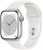Apple Watch Series 8 [GPS, 41mm] - Silver Aluminum Case with White Sport Band, M/L (Renewed)