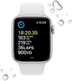 Apple Watch SE (2nd Gen) (GPS + Cellular, 44mm) - Silver Aluminum Case with White Sport Band, S/M (Renewed)