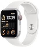 Apple Watch SE (2nd Gen) [GPS + Cellular, 44mm] - Silver Aluminum Case with White Sport Band, S/M (Renewed Premium)