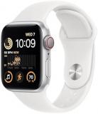 Apple Watch SE (2nd Gen) [GPS + Cellular, 40mm] - Silver Aluminum Case with White Sport Band, M/L (Renewed Premium)