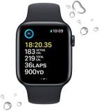 Apple Watch SE (2nd Gen) [GPS 44mm] Smart Watch w/Midnight Aluminum Case & Midnight Sport Band - M/L. Fitness & Sleep Tracker, Crash Detection, Heart Rate Monitor, Retina Display, Water Resistant