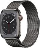 Apple Watch Series 8 [GPS + Cellular, 45mm] - Graphite Stainless Steel with Graphite Milanese Loop, One Size (Renewed)