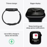 Apple Watch Series 10 [GPS + Cellular, 46mm] - Jet Black Aluminum Case with Black Sport Band, M/L (Renewed)