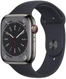 Apple Watch Series 8 (GPS+Cellular, 45mm) - Graphite Stainless Steel Case with Midnight Sport Band, M/L (Renewed)