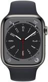 Apple Watch Series 8 (GPS+Cellular, 45mm) - Graphite Stainless Steel Case with Midnight Sport Band, M/L (Renewed)