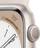 Apple Watch Series 8 [GPS, 45mm] - Starlight Aluminum Case with with Starlight Sport Band, S/M (Renewed)