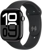 Apple Watch Series 10 [GPS 46mm case] Smartwatch with Jet Black Aluminium Case with Black Sport Band - S/M. Fitness Tracker, ECG App, Always-On Retina Display, Water Resistant (Renewed)