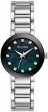 Bulova Ladies' Modern Millenia Diamond Dial Stainless Steel 3-Hand Quartz Watch, Black Mother-of-Pearl Dial, Edge to Edge Crystal Style: 96P172