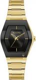 Bulova Ladies' Modern Gemini Gold Stainless Steel 3-Hand Quartz Watch, Black Dia...