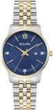 Bulova Ladies Classic 3-Hand Diamond Quartz Two Tone Stainless Steel Watch, Blue...
