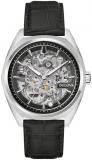 Bulova Men's Automatic Dress Classic Surveyor Watch, Black Leather Strap, Full Skeleton Dial, 42 Hour Power Reserve (Style:96A310)
