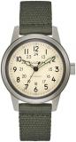 Bulova Men's Military Hack Automatic Black PVD-Coated Stainless Steel Case and Green Nylon Strap Watch, Ivory Dial Style:98A307