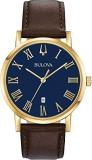 Bulova Men's Classic 3-Hand Calendar Date Quartz Leather Strap Watch, Roman Nume...