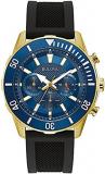 Bulova Men's Classic Chronograph 6 Hand Gold Stainless Steel Watch with Black Si...