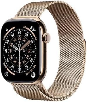 Apple Watch Series 11 [GPS + Cellular 46mm] Smartwatch with Gold Titanium Case with Gold Milanese Loop - S/M. Sleep Score, Fitness Tracker, Health Monitoring, Always-On Display, Water Resistant