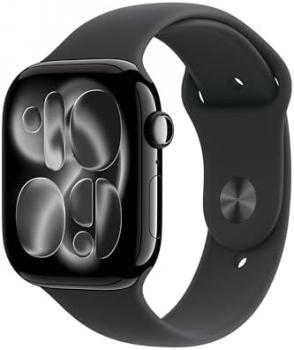 Apple Watch Series 11 [GPS + Cellular 46mm] Smartwatch with Jet Black Aluminum Case with Black Sport Band - S/M. Sleep Score, Fitness Tracker, Health Monitoring, Always-On Display, Water Resistant