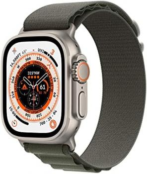 Apple Watch Ultra [GPS + Cellular 49mm] Smart Watch w/Rugged Titanium Case & Green Alpine Loop Medium. Fitness Tracker, Precision GPS, Action Button, Extra-Long Battery Life, Brighter Retina Display