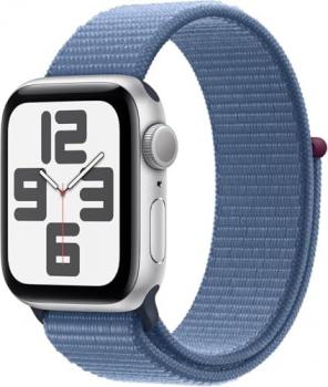 Apple Watch SE (2nd Gen) [GPS, 44mm] - Silver Aluminum Case with Winter Blue Sport Loop, M/L (Renewed)