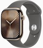 Apple Watch Series 10 [GPS, 42mm] - Gold Titanium Case with Stone Gray Sport Band, S/M (Renewed)