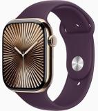 Apple Watch Series 10 [GPS + Cellular, 42mm] - Gold Titanium Case with Plum Sport Band, S/M (Renewed)