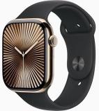 Apple Watch Series 10 [GPS, 42mm] - Gold Titanium Case with Black Sport Band, S/M (Renewed)